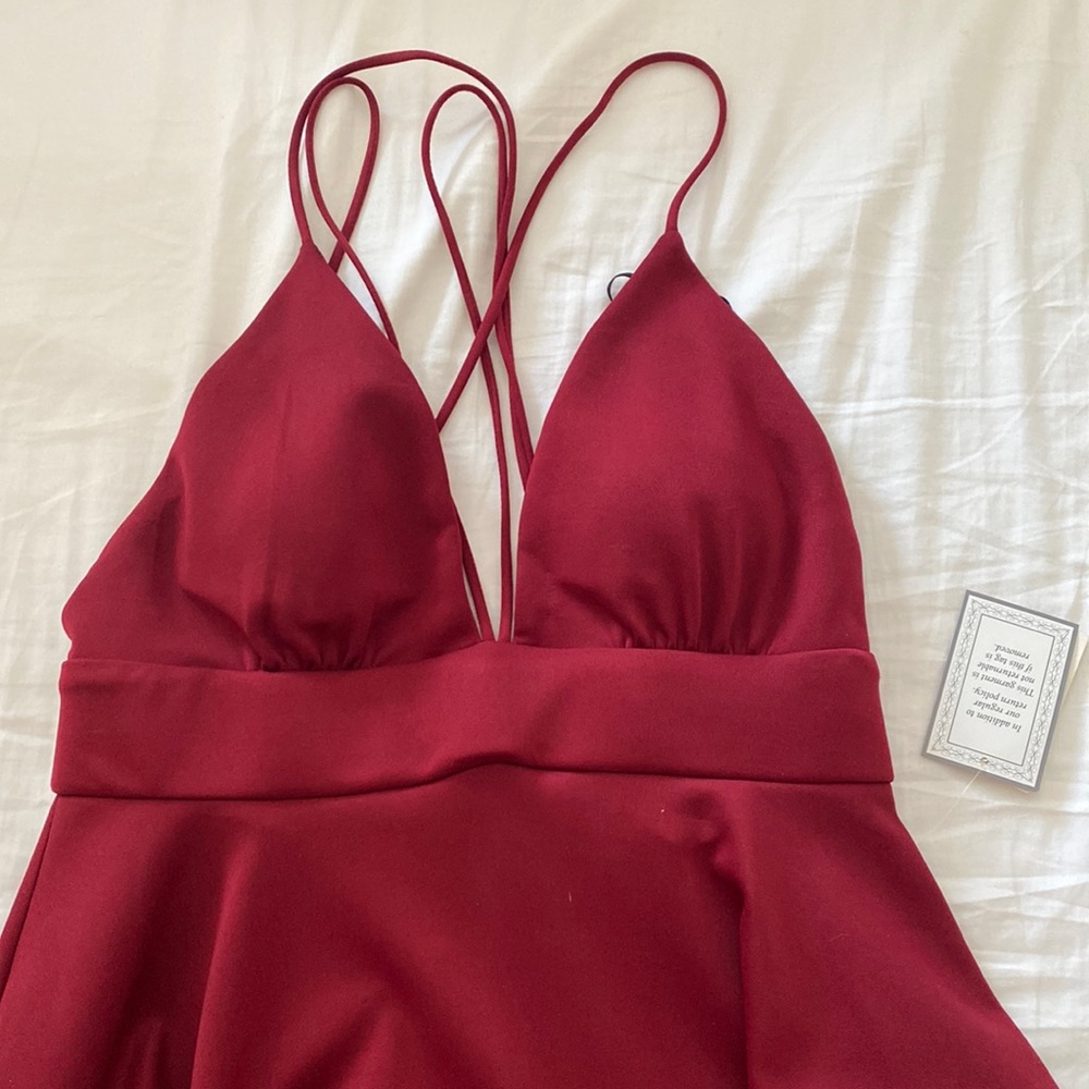 Red strappy skater dress